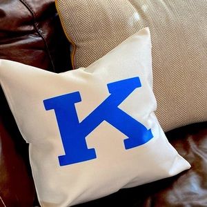 BRAND NEW Kentucky Blue “Power K” Throw Pillow w/ insert. Blue “K”. Canvas Case.